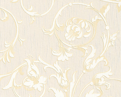 product image of sample scroll leaf and ironwork wallpaper in cream and beige design by bd wall 1 593