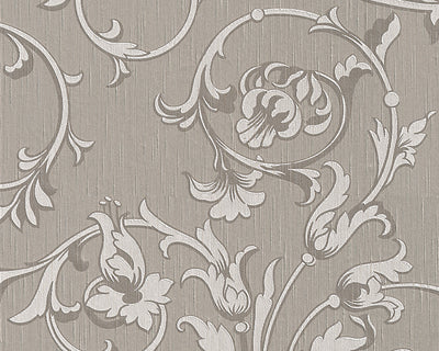 product image of sample scroll leaf and ironwork wallpaper in grey and neutrals design by bd wall 1 554