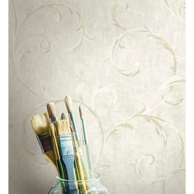 product image for Scroll Wallpaper in Gold and Neutrals from the French Impressionist Collection by Seabrook Wallcoverings 67