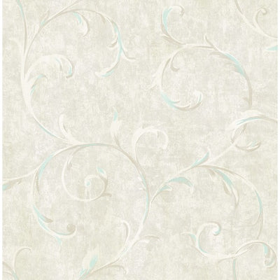 product image for Scroll Wallpaper in Blue and Neutrals from the French Impressionist Collection by Seabrook Wallcoverings 47
