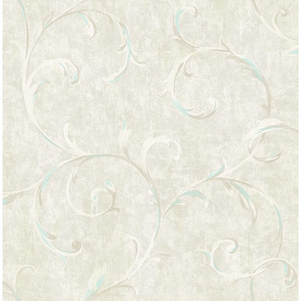 media image for Scroll Wallpaper in Blue and Neutrals from the French Impressionist Collection by Seabrook Wallcoverings 215