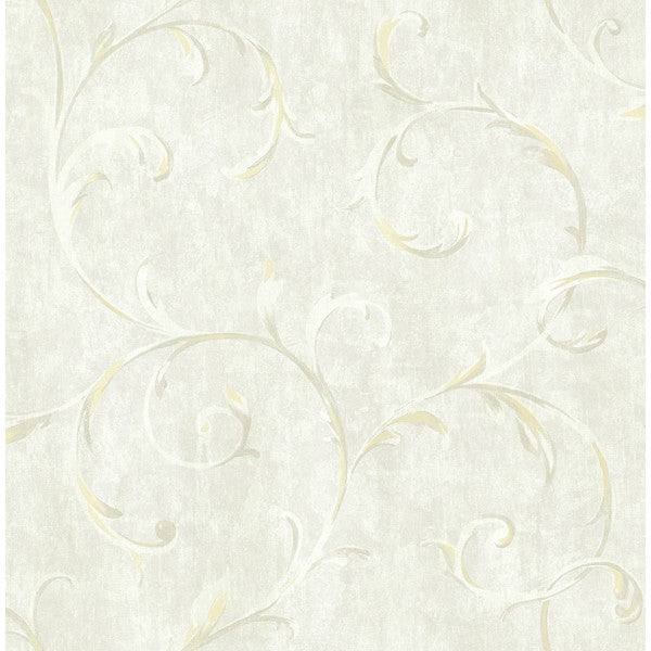 media image for Scroll Wallpaper in Gold and Neutrals from the French Impressionist Collection by Seabrook Wallcoverings 293