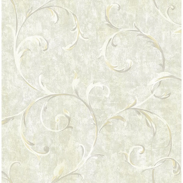 media image for Scroll Wallpaper in Neutrals and Gold from the French Impressionist Collection by Seabrook Wallcoverings 27