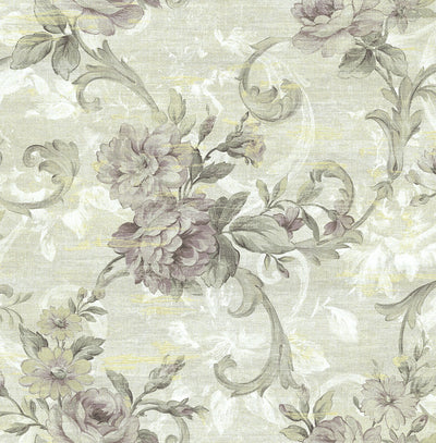 product image of Scrolling Floral Wallpaper in Midnight Rose from the Nouveau Collection by Wallquest 525