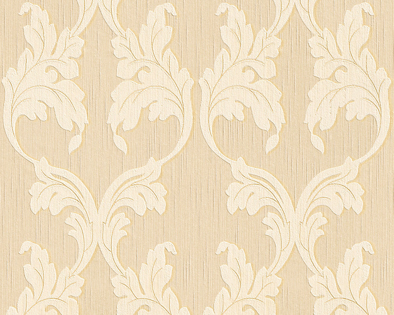 media image for sample scrollwork floral curve wallpaper in beige and cream design by bd wall 1 280