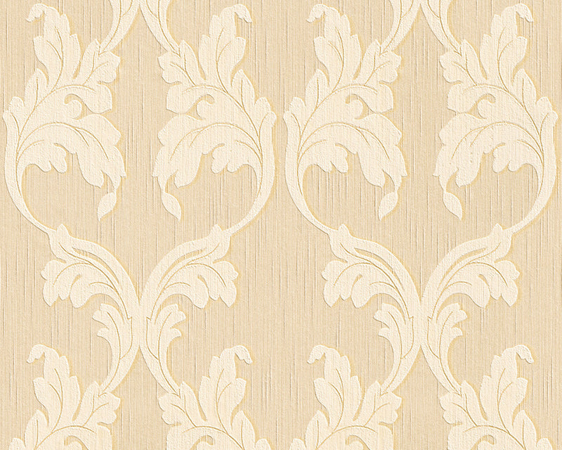 media image for sample scrollwork floral curve wallpaper in beige and cream design by bd wall 1 280