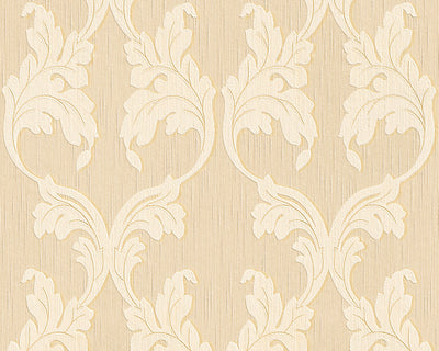 product image for Scrollwork Floral Curve Wallpaper in Beige and Cream design by BD Wall 35