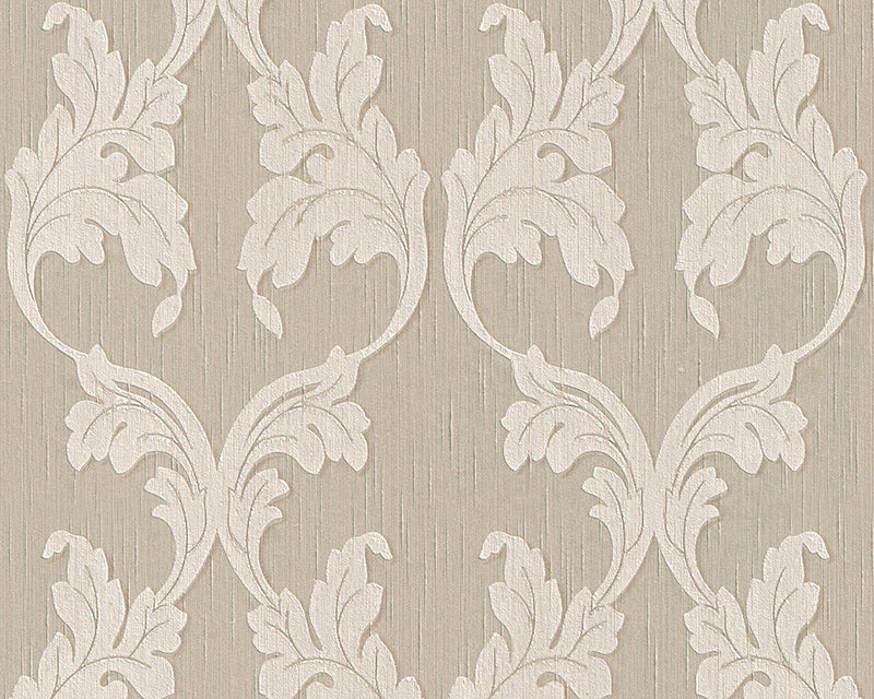 media image for sample scrollwork floral curve wallpaper in beige design by bd wall 1 222