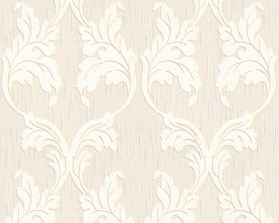 product image for Scrollwork Floral Curve Wallpaper in Cream and Beige design by BD Wall 53