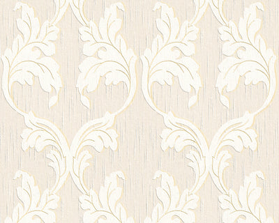 product image for Scrollwork Floral Curve Wallpaper in Cream and Beige design by BD Wall 53