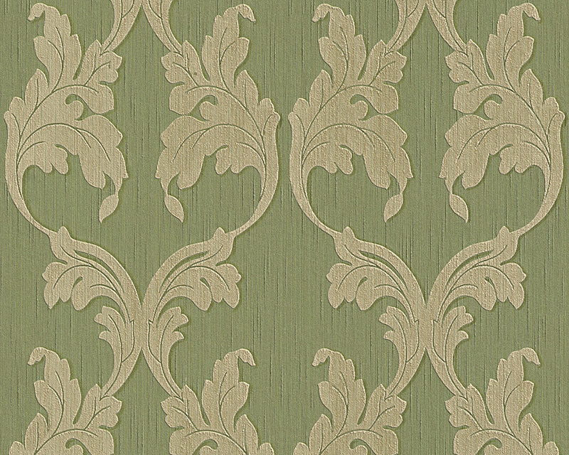 media image for sample scrollwork floral curve wallpaper in green design by bd wall 1 28