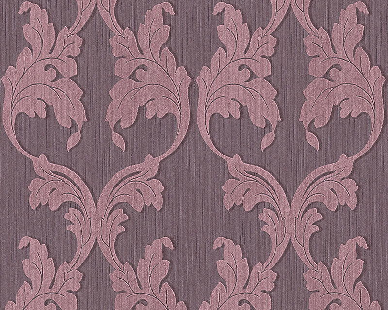 media image for sample scrollwork floral curve wallpaper in purple design by bd wall 1 297
