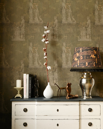 product image for Sculptural Wallpaper in Moss and Taupe from the Wallpaper Compendium Collection by Mind the Gap 90