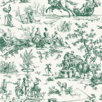 product image of Seasons Toile Wallpaper in Dark Green from the Grandmillennial Collection by York Wallcoverings 519