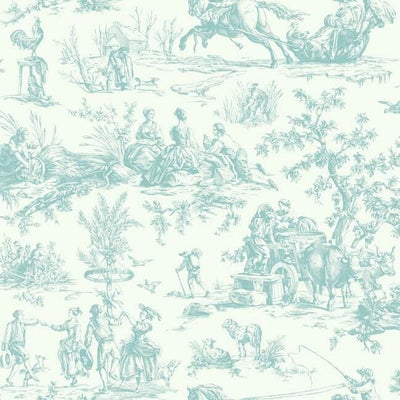 product image for Seasons Toile Wallpaper in Teal from the Grandmillennial Collection by York Wallcoverings 58