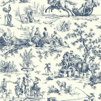 product image of Seasons Toile Wallpaper in Blue by Ashford House for York Wallcoverings 520
