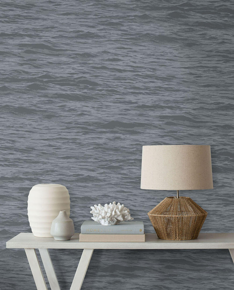 media image for Serene Sea Peel-and-Stick Wallpaper in Cove Grey by NextWall 222