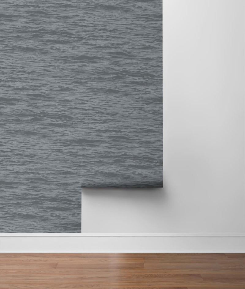 media image for Serene Sea Peel-and-Stick Wallpaper in Cove Grey by NextWall 262