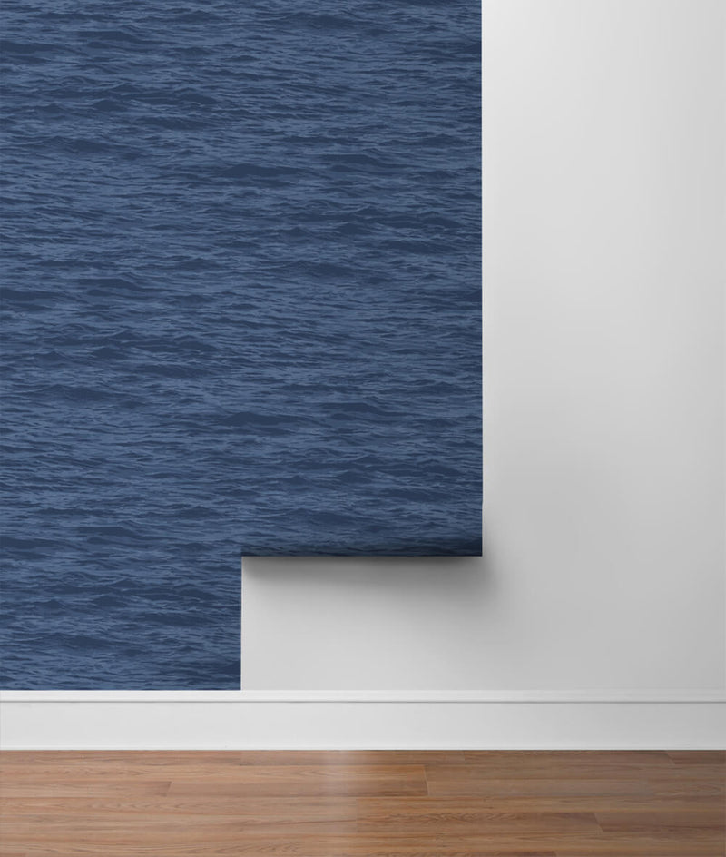 media image for Serene Sea Peel-and-Stick Wallpaper in Denim Blue by NextWall 271