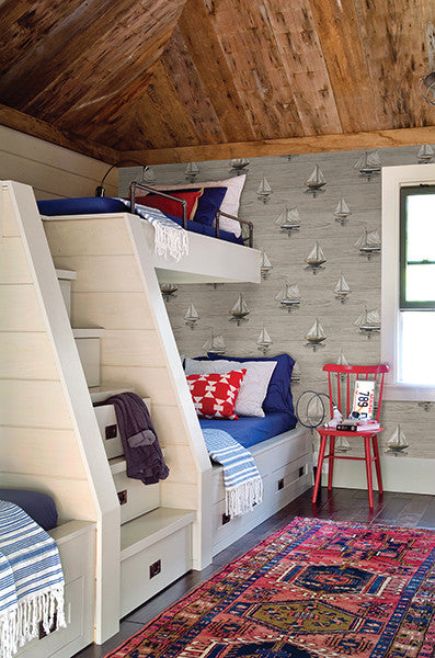 product image for Set Sail Grey Wood Wallpaper from the Seaside Living Collection by Brewster Home Fashions 3