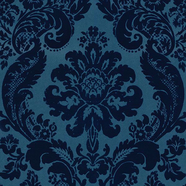 media image for Shadow Damask Wallpaper in Blue from the Moonlight Collection by Brewster Home Fashions 24