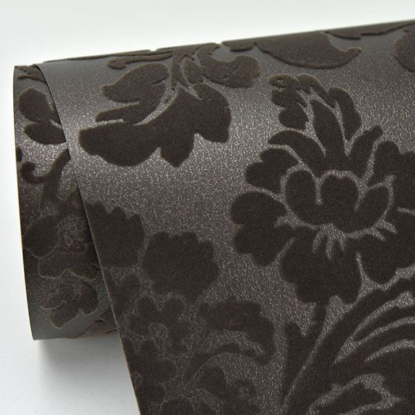 media image for Shadow Damask Wallpaper in Brown from the Moonlight Collection by Brewster Home Fashions 213