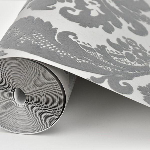 Shop Shadow Damask Wallpaper in Grey from the Moonlight Collection