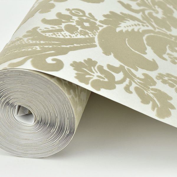 Shop Shadow Damask Wallpaper in Khaki from the Moonlight Collection