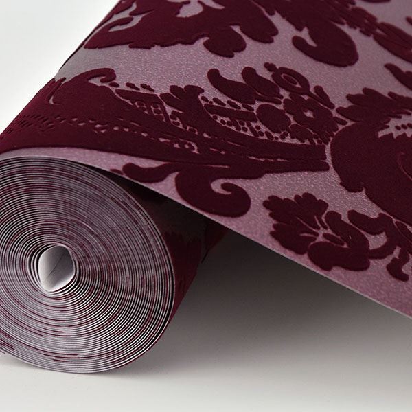 media image for Shadow Damask Wallpaper in Merlot from the Moonlight Collection by Brewster Home Fashions 235