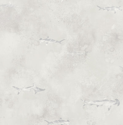 product image of sample sharks wallpaper in silver cream and grey from the aerial collection by mayflower wallpaper 1 51