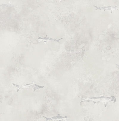 product image of Sharks Wallpaper in Silver, Cream, and Grey from the Aerial Collection by Mayflower Wallpaper 573