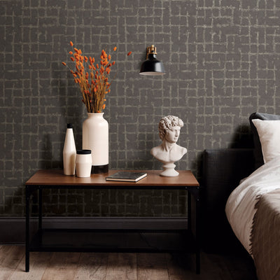 product image for Shea Distressed Geometric Wallpaper in Charcoal from the Scott Living Collection by Brewster Home Fashions 3