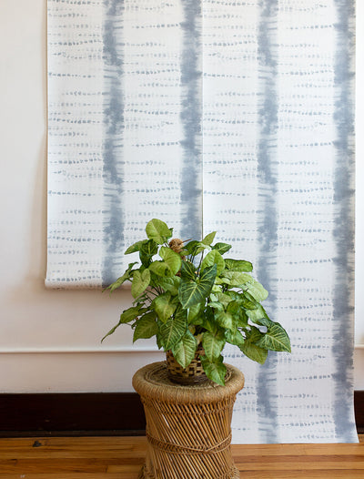 product image for Shibori Stripe Wallpaper in Washed Indigo 24