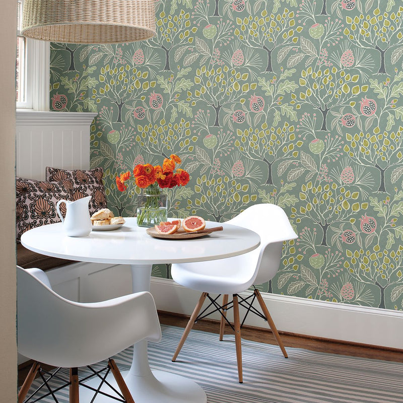 media image for Shiloh Botanical Wallpaper in Green from the Bluebell Collection by Brewster Home Fashions 264
