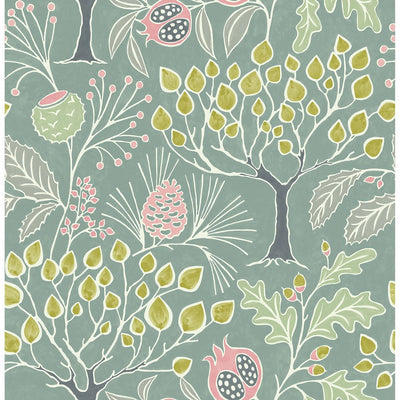 product image of Shiloh Botanical Wallpaper in Green from the Bluebell Collection by Brewster Home Fashions 537