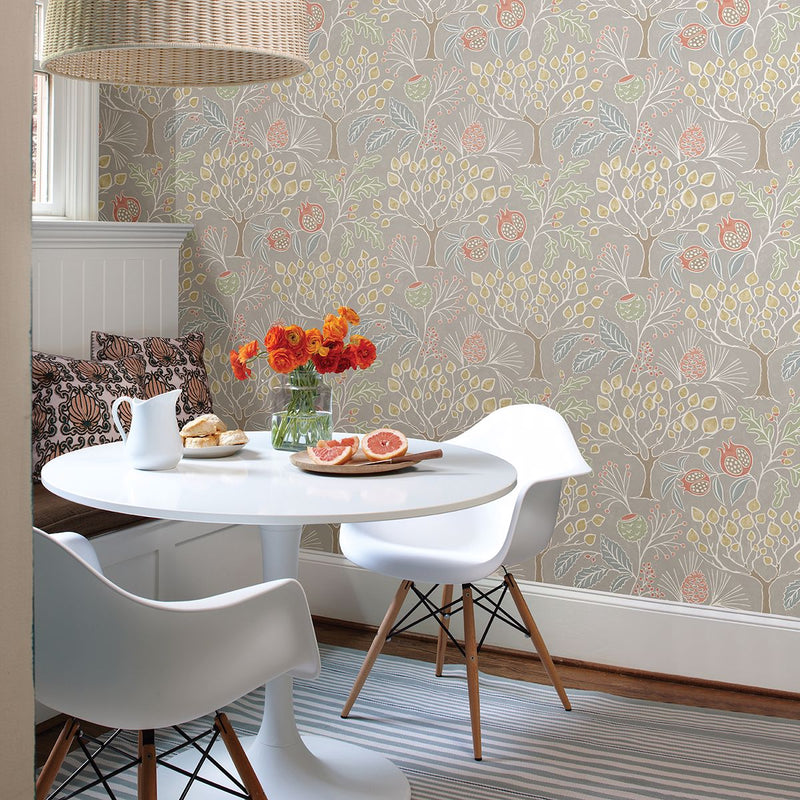 media image for Shiloh Botanical Wallpaper in Light Grey from the Bluebell Collection by Brewster Home Fashions 270