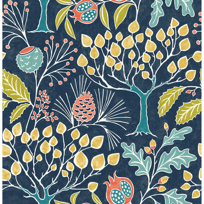 product image for Shiloh Botanical Wallpaper in Navy from the Bluebell Collection by Brewster Home Fashions 63