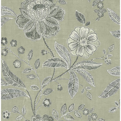 product image of sample shimmer floral wallpaper in grey and black by seabrook wallcoverings 1 516
