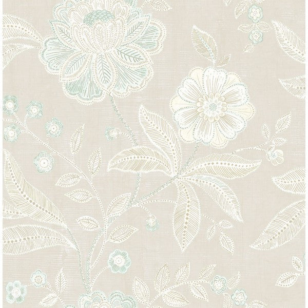 media image for sample shimmer floral wallpaper in grey and soft blue by seabrook wallcoverings 1 294