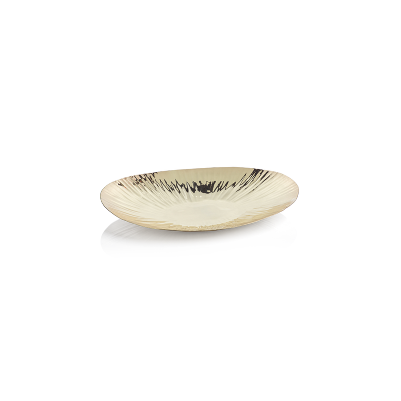 Shop Shiny Rippled Oval Gold Tray in Various Sizes | Burke Decor