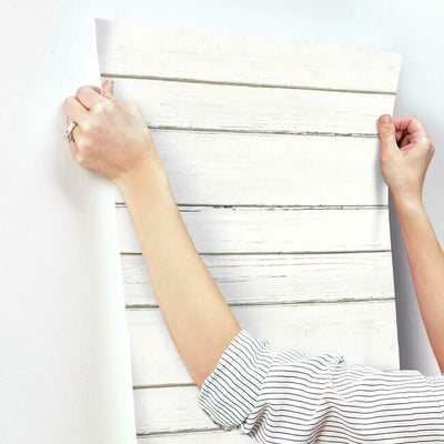 product image for Shiplap Planks Wallpaper in White from the Simply Farmhouse Collection by York Wallcoverings 19