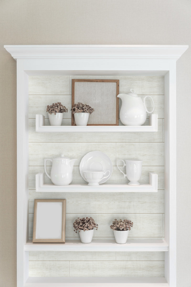 media image for Shiplap Peel-and-Stick Wallpaper in Off White by NextWall 254