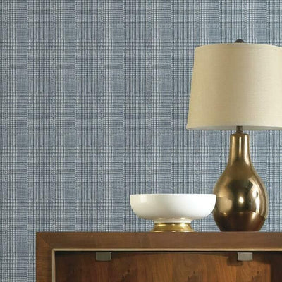 product image for Shirting Plaid Wallpaper in Blue from the Traveler Collection by Ronald Redding 93