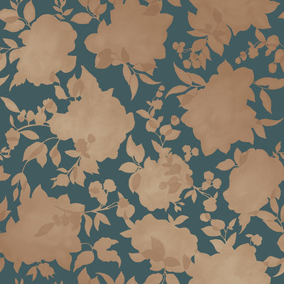 product image of sample silhouette self adhesive wallpaper in peacock blue gold design by tempaper 1 578