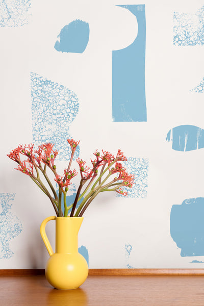 product image for Silhouettes Wallpaper in Celeste and Cream by Thatcher Studio 9