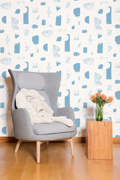 product image for Silhouettes Wallpaper in Celeste and Cream by Thatcher Studio 83