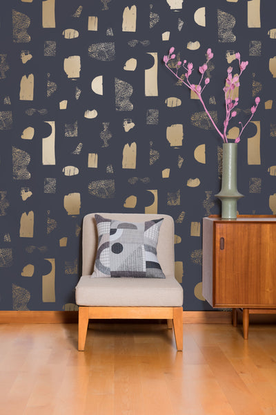 product image for Silhouettes Wallpaper in Gold and Charcoal by Thatcher Studio 98