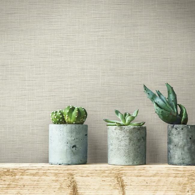 media image for Silk Linen Weave Wallpaper in Caramel from the Simply Farmhouse Collection by York Wallcoverings 220
