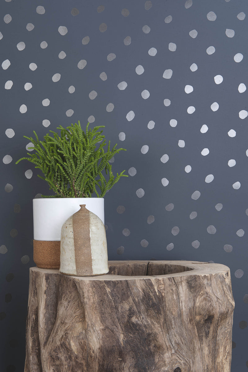 media image for Sisters of the Sun Wallpaper in Gunmetal and Charcoal design by Thatcher Studio 222