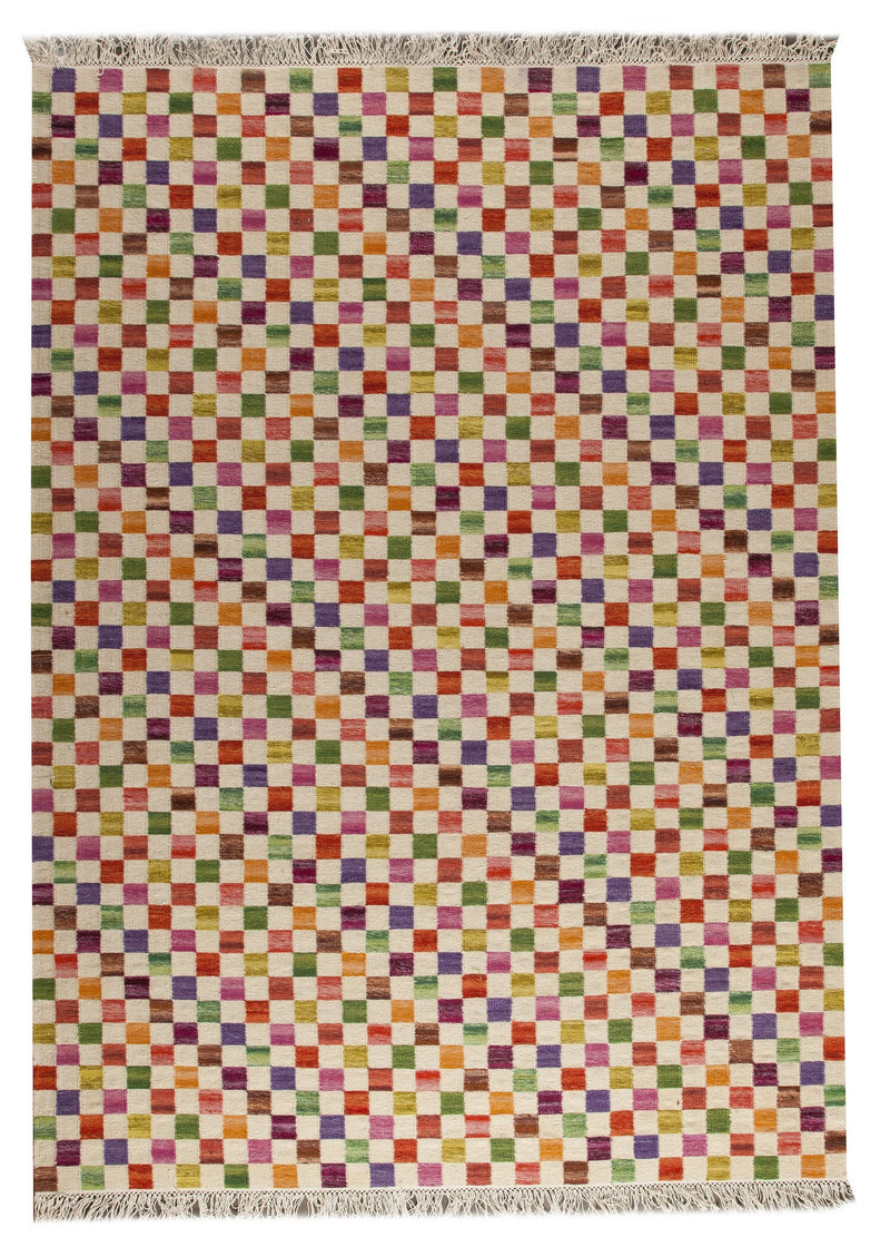 media image for Small Box Collection Hand Woven Wool Area Rug in White and Multi design by Mat the Basics 234